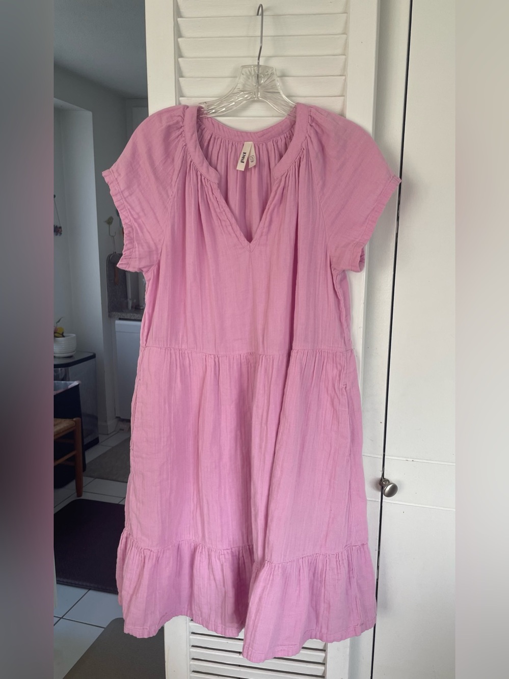 PACT Lilac Pink Coastal Double Gauze Throw-And-Go Dress, with pockets!